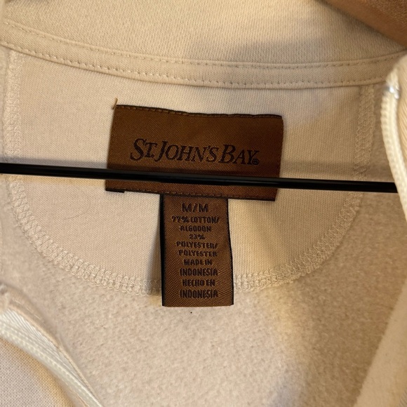 St. John’s Bay Men's Cream Quarter-Zip Sweater Size Medium - Picture 3 of 8
